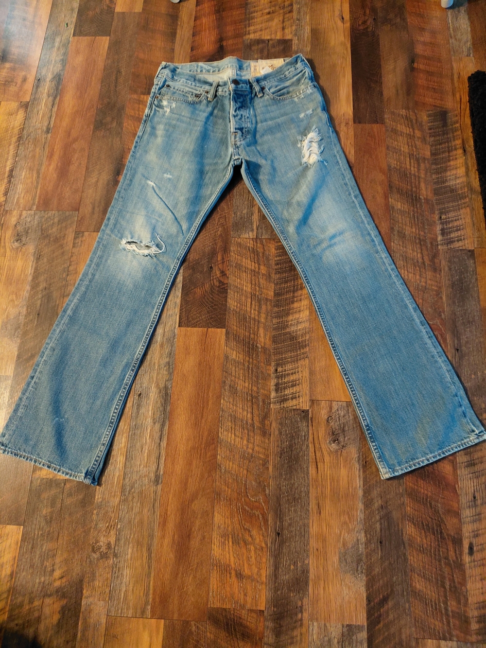 Vintage Hollister Light Blue Distressed Stright Leg Jeans